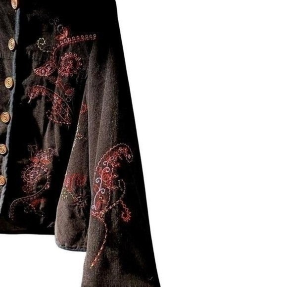 Boho Embroidered Jacket Lagenlook Paisley Tapestry Art to Wear Cottagecore Indie - Picture 4 of 6